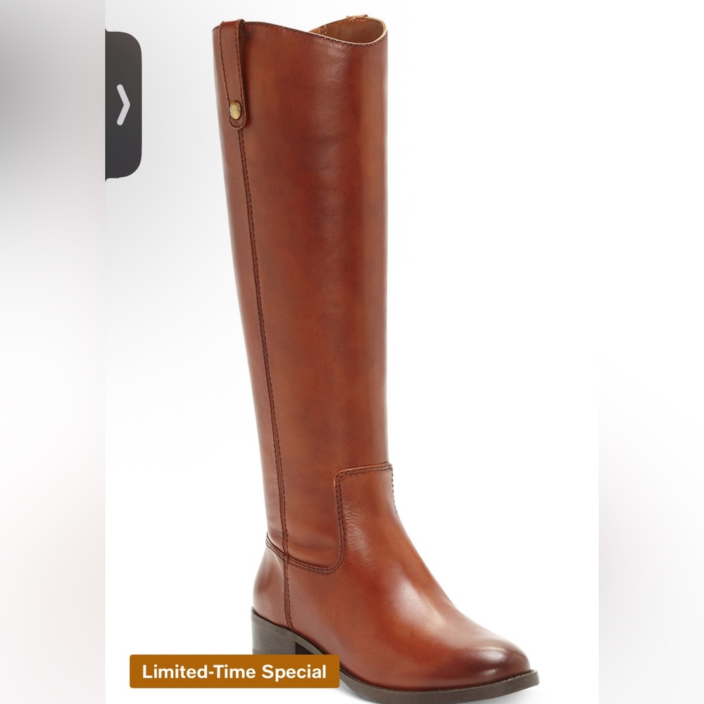 💼Gently Worn I.N.C Cognac Brown Genuine Leather Knee-High Riding Boots 8WC - Picture 2 of 6